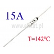 Bezpiecznik temperaturowy; axialny; 15A; zakres 142°C 