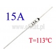 Bezpiecznik temperaturowy; axialny; 15A; zakres 113°C 
