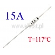 Bezpiecznik temperaturowy; axialny; 15A; zakres 117°C 
