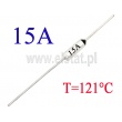 Bezpiecznik temperaturowy; axialny; 15A; zakres 121°C 