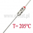 Bezpiecznik termiczny axialny, 10A, 205°C 