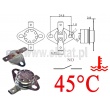 Termostat  bimetaliczny; 45°C; KSD301A; 10A/250VAC; NO 